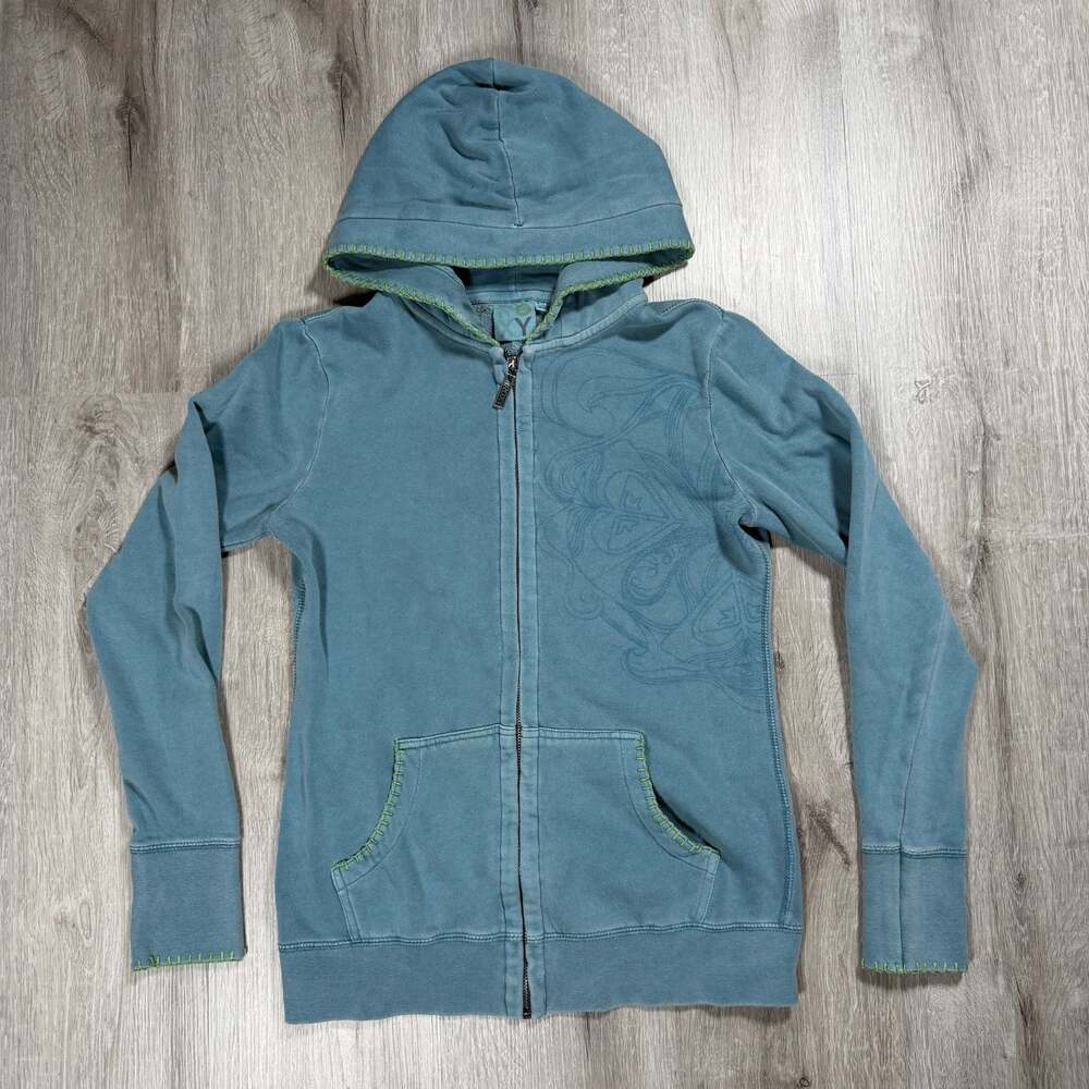 Womens Roxy Blue Full-Zip Hoodie Y2K XS